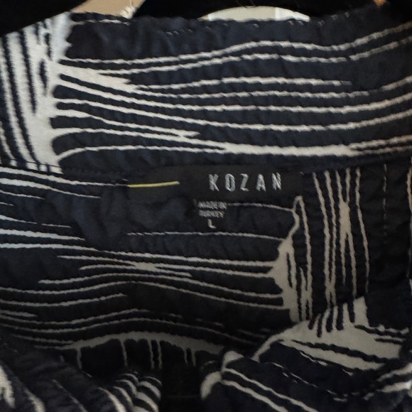 KOZAN LOVE LAUNCH Ice Hepburn Jacket black white geometric design SHIRT SZ L - Picture 5 of 5